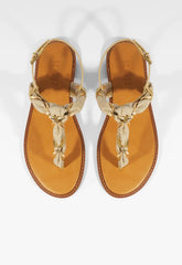 Camellia Linen Thong Flat Sandal