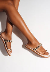 Romy Brown Leather Flat Sandal