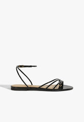 Inez Black Leather Flat Sandal