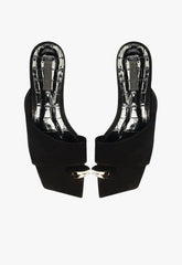 Jodie Black Leather Flat Sandal