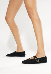 Vick Buckle Suede Ballet Flat