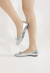 Arissa Silver Leather Ballet Flat
