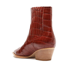 Briani Crocodile Embossed Leather Bootie