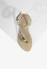Cleo Snake Print Leather Flat Sandal