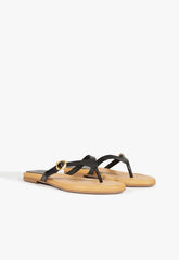 Sonia Black Leather Flat Sandal
