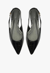 Paola Black Leather Flat