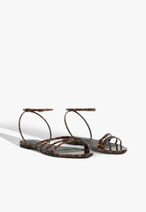 Inez Animal Print Leather Flat Sandal