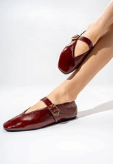 Courtney Buckle Patent Flat