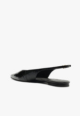Paola Black Leather Flat
