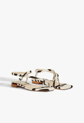 Lisa Animal Print Leather Flat Sandal