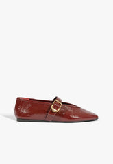 Courtney Buckle Patent Flat