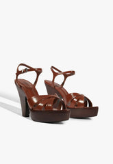 Keefa Wood Leather Platform Sandal