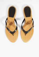 Sonia Black Leather Flat Sandal