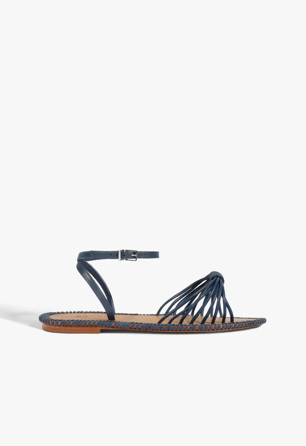 Livia Blue Leather Flat Sandal