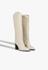 Maryana Block Crocodile-Embossed Leather Boot