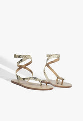 Cleo Snake Print Leather Flat Sandal