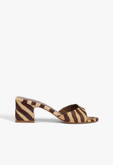 Harriet Mid Mule Animal Print Leather Sandal