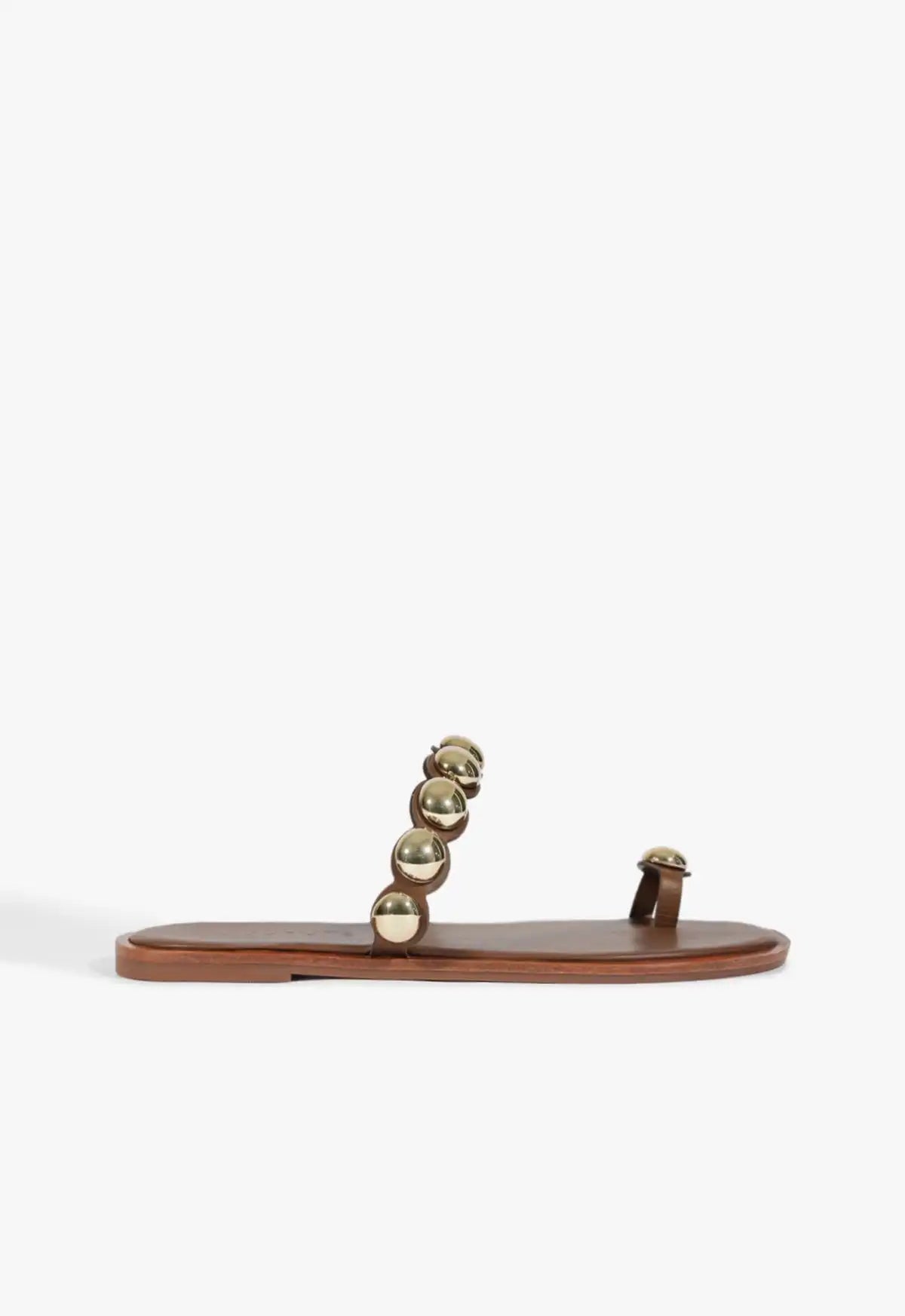 Romy Brown Leather Flat Sandal