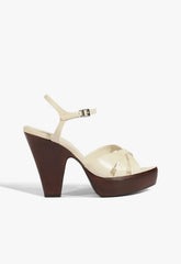 Keefa Wood Leather Platform Sandal