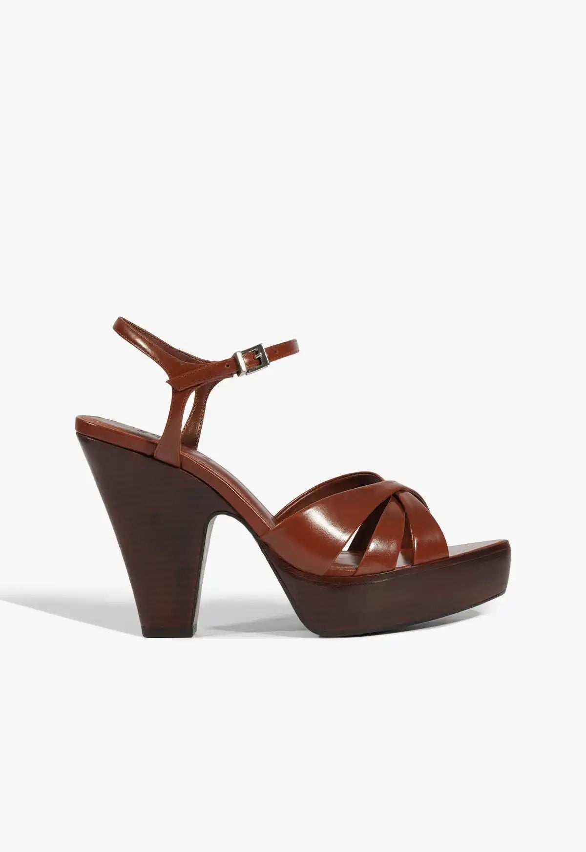 Keefa Wood Leather Platform Sandal
