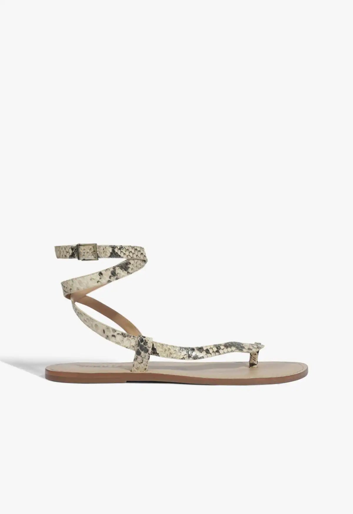 Cleo Snake Print Leather Flat Sandal