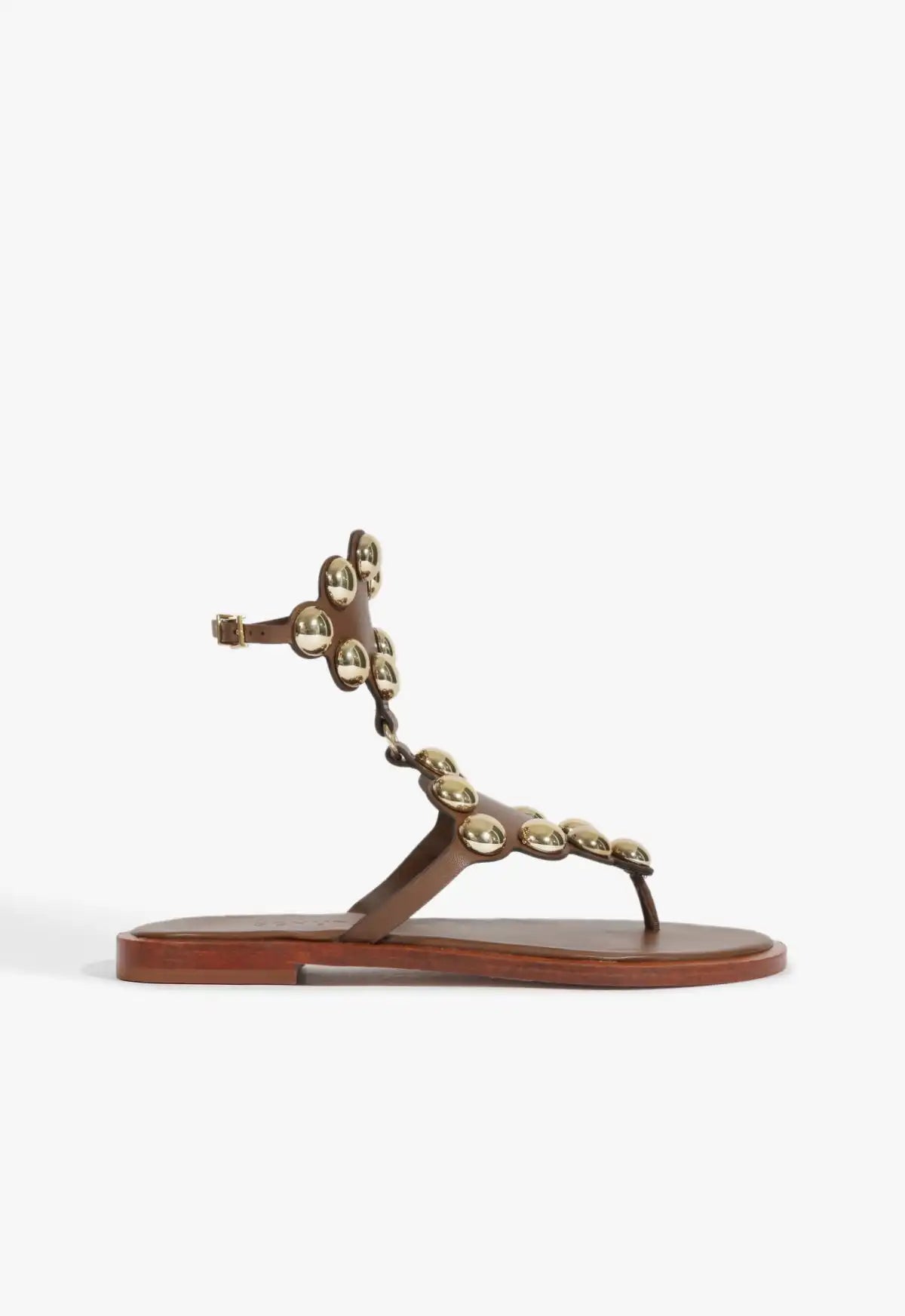 Mist Brown Leather Flat Sandal