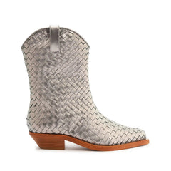 Cicera Woven Metallic Leather Bootie