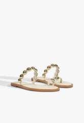Romy White Leather Flat Sandal