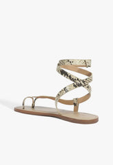 Cleo Snake Print Leather Flat Sandal