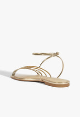 Inez Gold Leather Flat Sandal