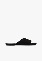 Jodie Black Leather Flat Sandal