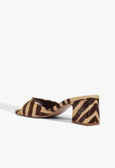 Harriet Mid Mule Animal Print Leather Sandal