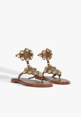 Mist Brown Leather Flat Sandal