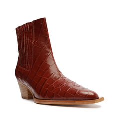 Briani Crocodile Embossed Leather Bootie