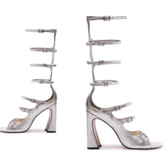 Roman Up Metallic Leather Sandal