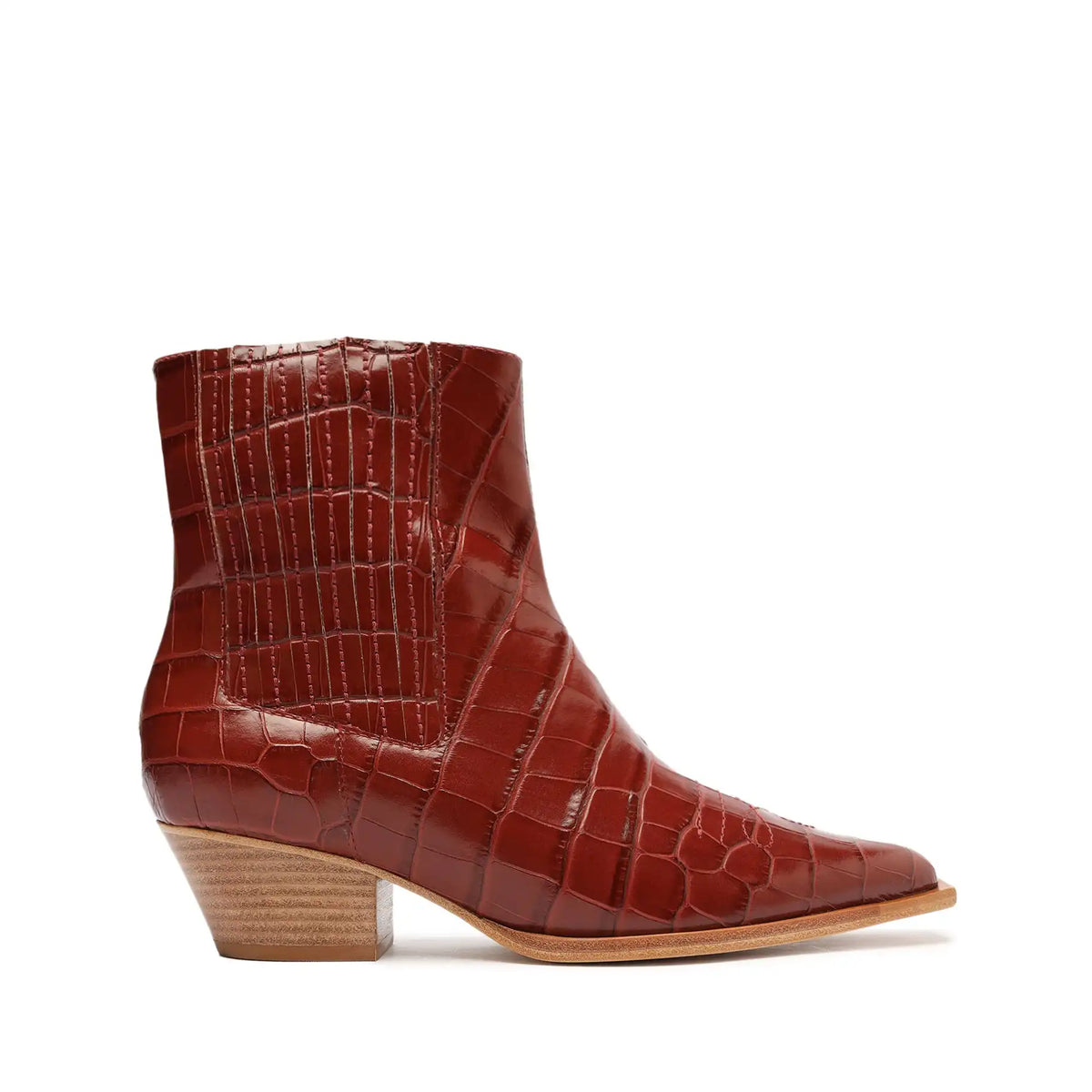 Briani Crocodile Embossed Leather Bootie