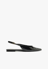 Paola Black Leather Flat