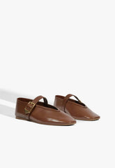 Vick Buckle Leather Ballet Flat