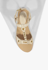 Stevie White Leather Flat Sandal