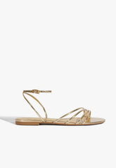 Inez Gold Leather Flat Sandal