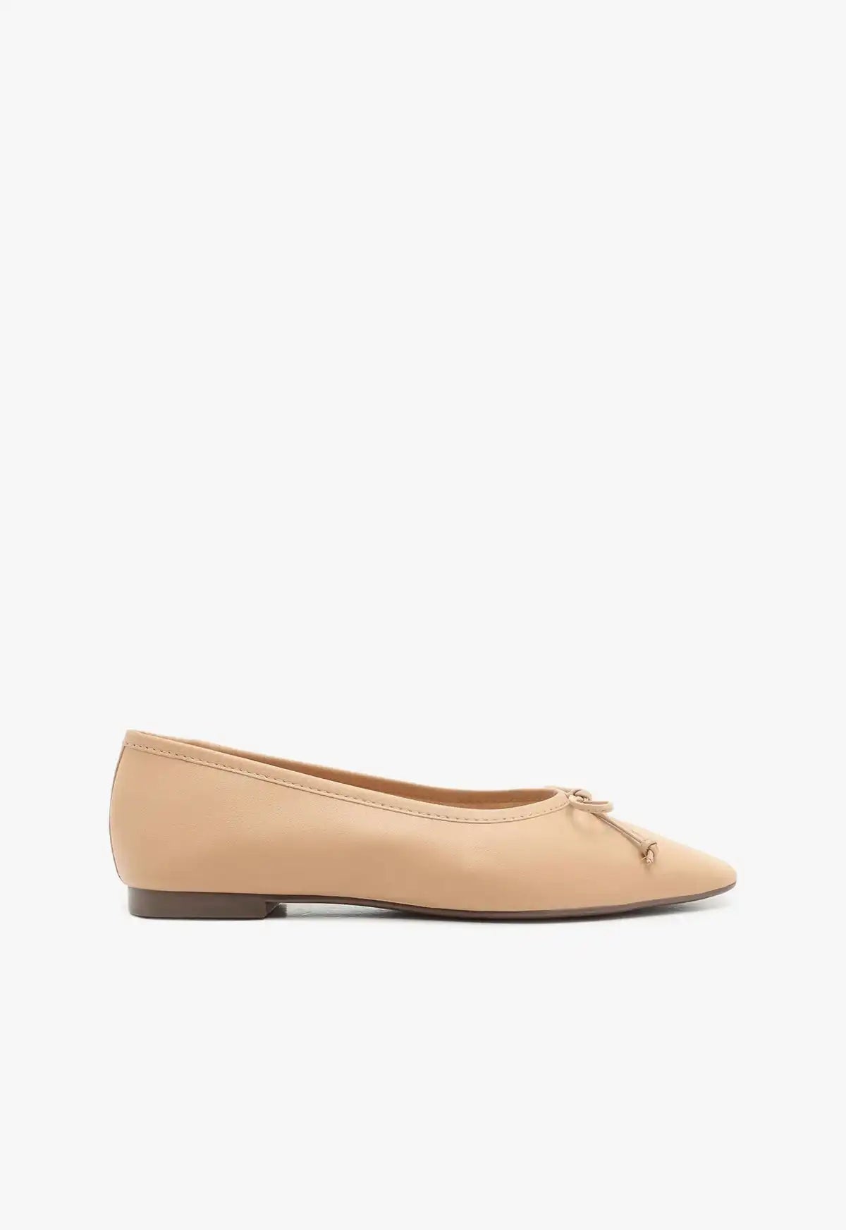 Arissa Beige Leather Ballet Flat